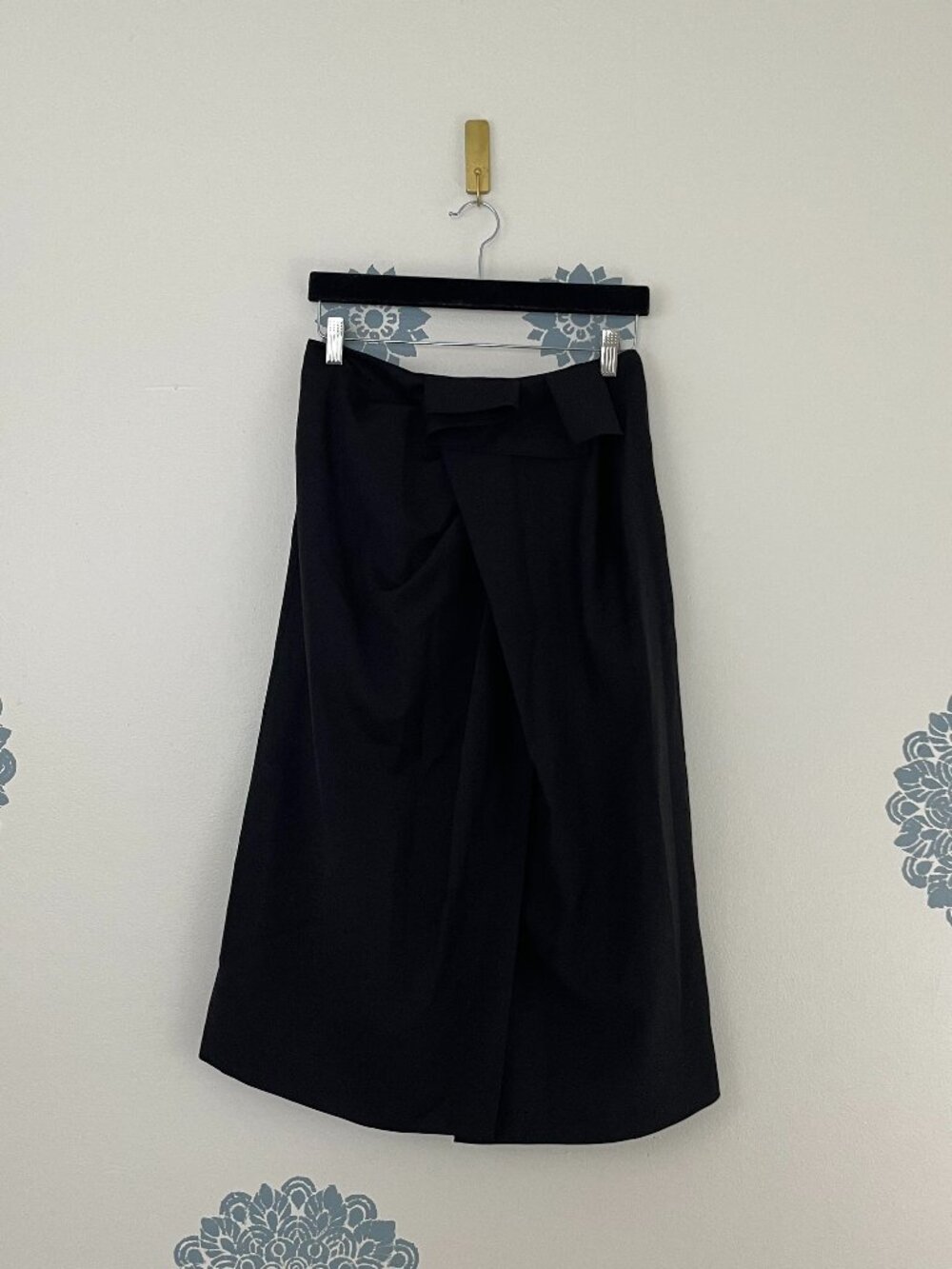 COS Draped RWS Wool Wrap-Effect Midi Skirt in Black Size 6